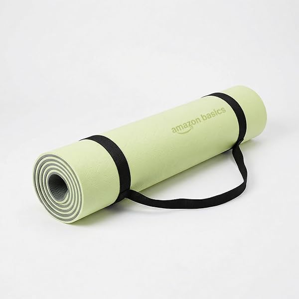 Amazon Basics TPE Yoga & Exercise Mat with Carrying Strap | 6 mm Thick