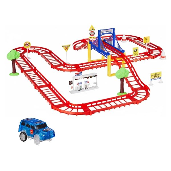 Amazon Brand - Jam & Honey Avengers-Themed Car Track Small Set | DIY Loop Race Track with Cars | 360° Racing Fun | Safe
