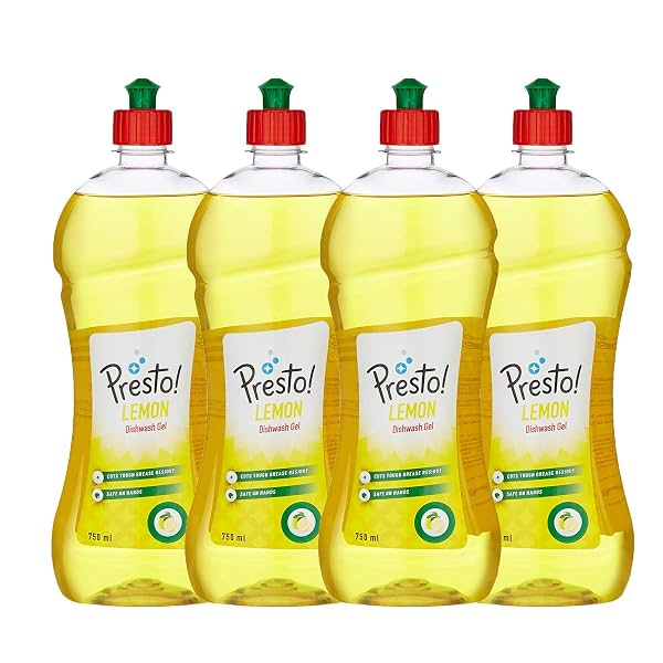 Amazon Brand - Presto! Dishwash Gel | Lemon | 3 Litre |