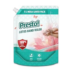 Amazon Brand - Presto! Lotus Liquid Handwash 5L Kills 99% Germs