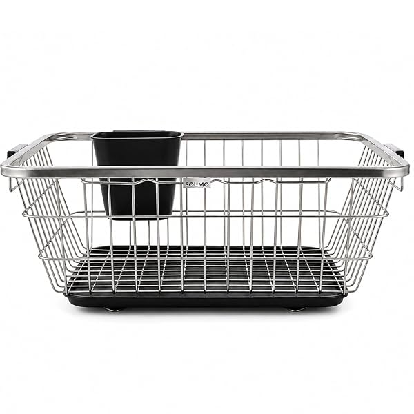 Amazon Brand - Solimo 3-in-1 Large Stainless Steel Dish Rack
