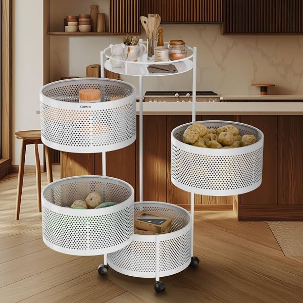 Amazon Brand - Solimo 360° Revolving 4 Layer Kitchen Rack