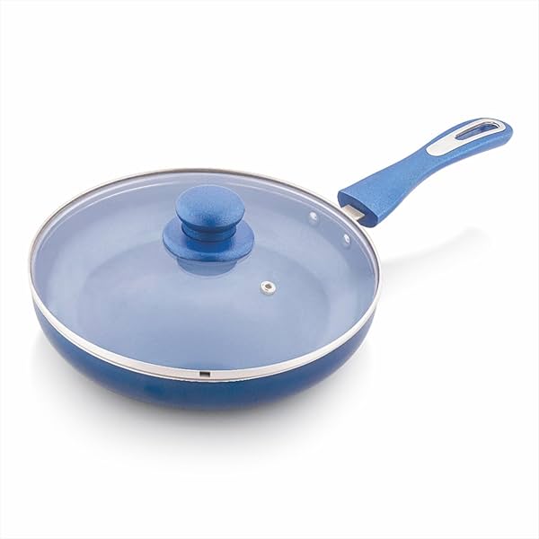 Amazon Brand - Solimo Blue Ceramic Fry Pan