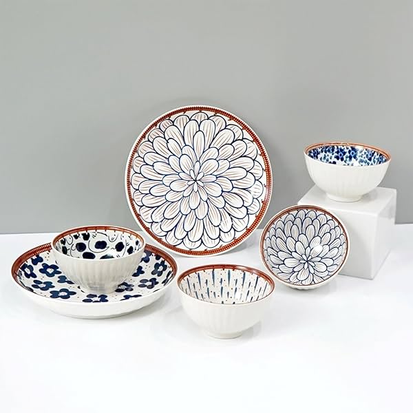 Amazon Brand - Solimo Ceramic Bowl & Plate Set – 6 pcs