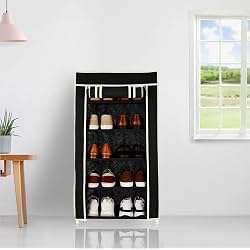 Amazon Brand - Solimo Foldable Shoe Rack, 5 Layer, Black, Premium, Alloy Steel