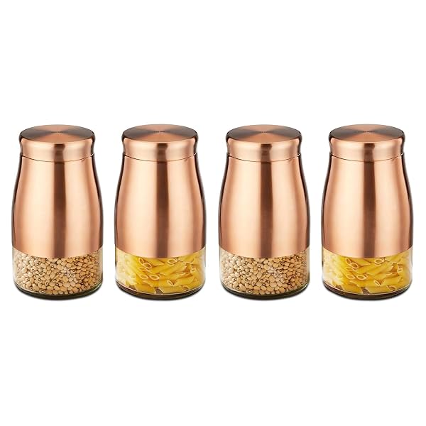 Amazon Brand - Solimo Rose Gold Tapered Glass Jar