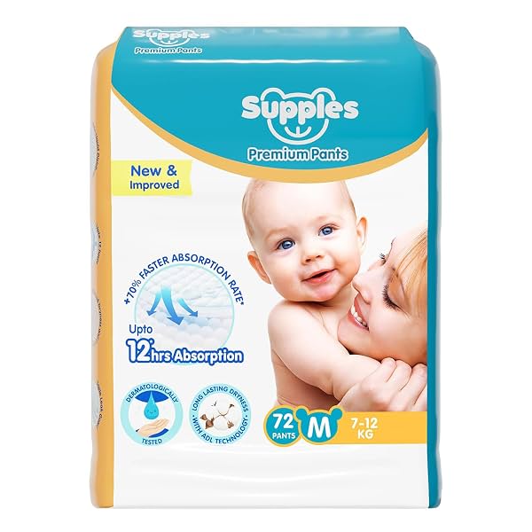 Amazon Brand - Supples Premium Baby Diaper Pants 72Pcs 7-12 Kg
