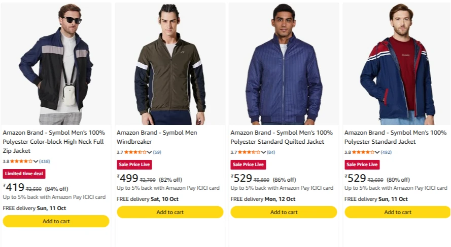 Amazon Brand - Symbol Jackets upto 86% Discount