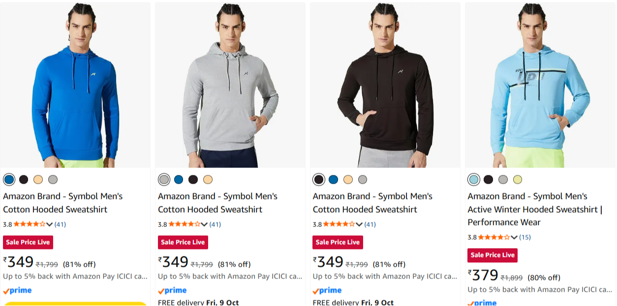 Amazon Brand - Symbol Men's Active Winter Hooded Sweatshirt