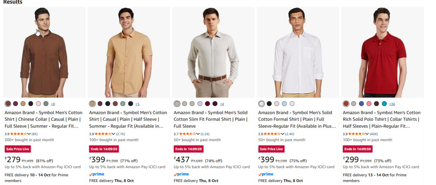 Amazon Brand - Symbol T-shirts, Polos & Shirts at minimum 81% Discount