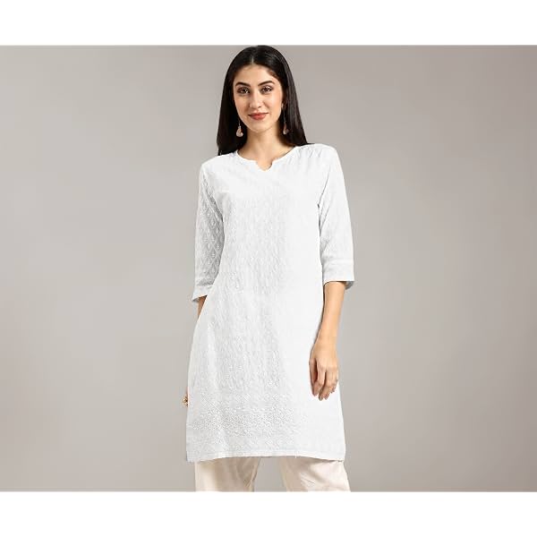 Amazon Brand - Tavasya Women Cotton Solid Straight Fit Kurta