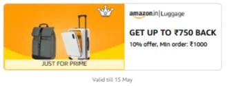 Amazon Luggage : 10% Cashback on ₹1000