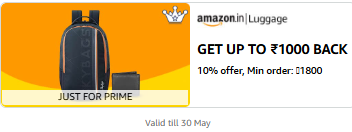 Amazon Luggage : 10% Cashback on ₹1800