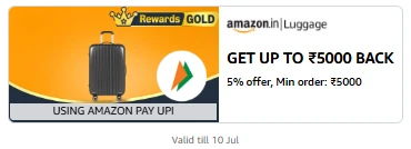 Amazon Luggage : 5% Cashback on ₹5000