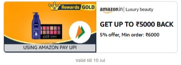Amazon Luxury Beauty : 5% Cashback on ₹6000