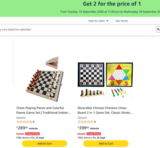 Amazon Offer : Buy 1 Get 1 Free on toys