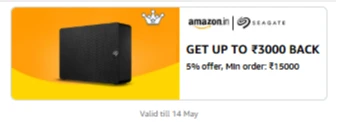 Amazon Seagate : 5% Cashback on ₹15000