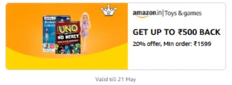 Amazon Toys & Games :  20% Cashback on ₹1599