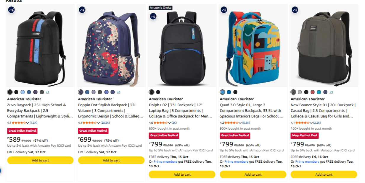 American Tourister Bags & Backpacks at up to 75% Discount