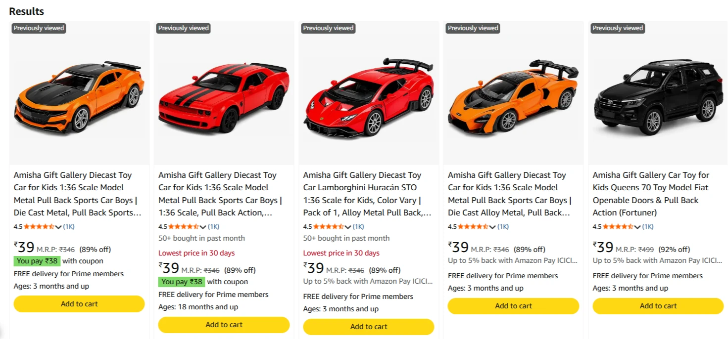 Amisha Gift Gallery Diecast Toy Car UPTO 92% DISCOUNT