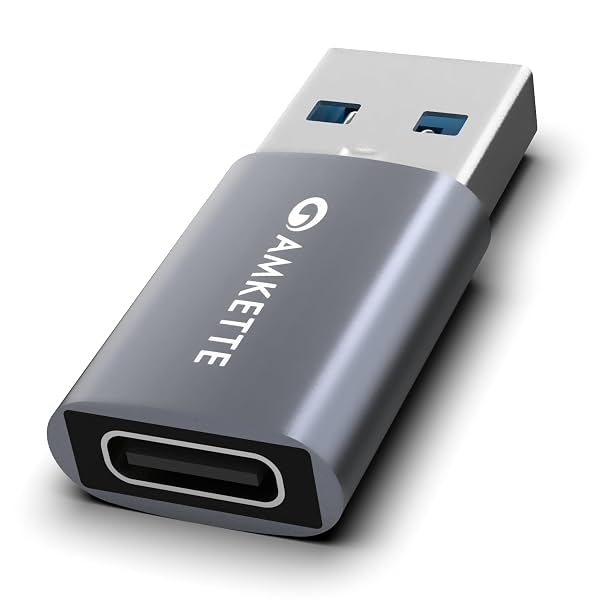 Amkette USB 3.0 Type-C Female to USB-A Male OTG Adapter