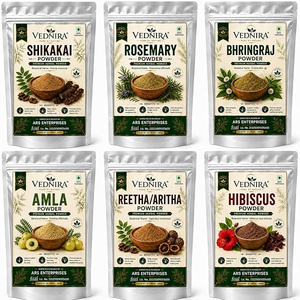 Amla Reetha Shikakai Bhringraj Hibiscus Rosemary Original Powder Combo - 300g