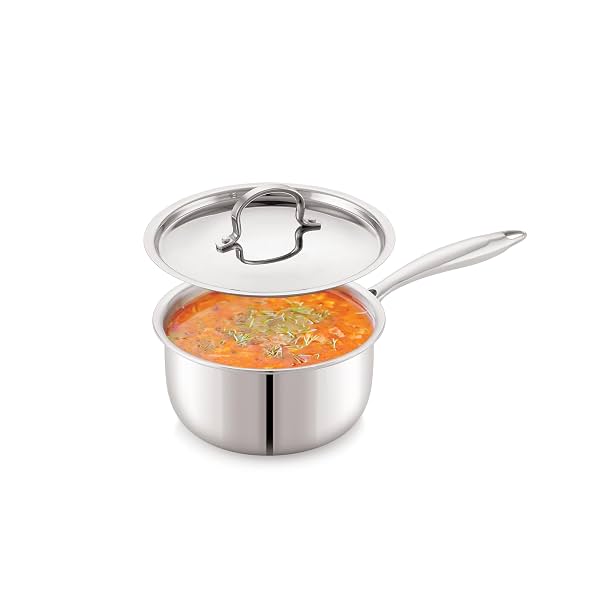 Anjali Tattva Triply Stainless Steel Sauce Pan – 1250ml with SS Lid Heavy-Duty Triply Base Induction