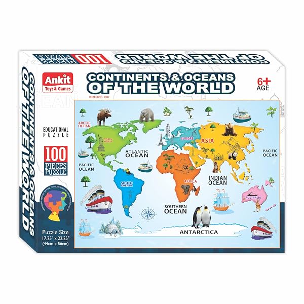 Ankit Toys & Games 100-Piece Jigsaw Puzzles for Kids Ages 6+, Educational and Engaging Geography Puzzle with Vibrant Map