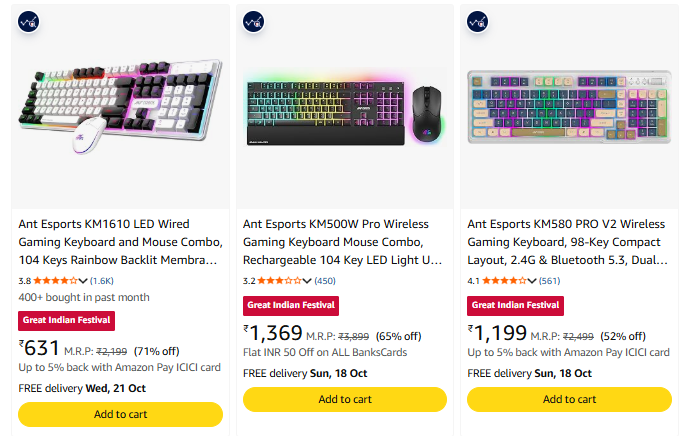 Ant Esports Keyboard and Mouse at up to 71% Discount