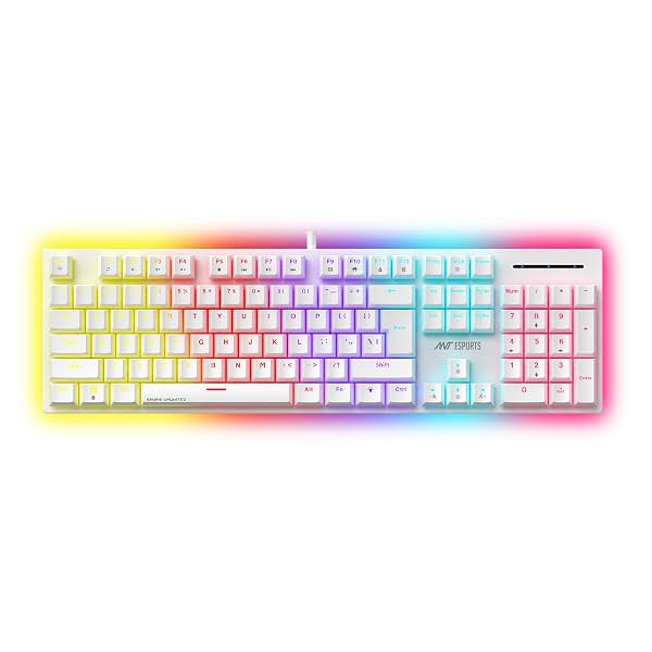 Ant Esports MK3400 Pro V3 Mechanical RGB Gaming Keyboard, 104 Keys-Brown Switch, Multicolour Backlit, Anti-Ghosting, USB