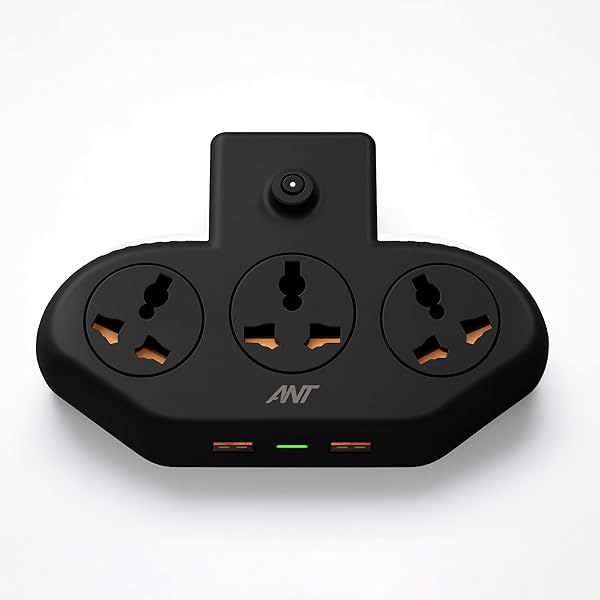 Ant Stinger 321 Extension Board with Surge Protector |3 AC Sockets + 2 USB (2.1A) + 1Fast Type-C |2500W 10A Power Strip