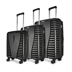 Aristocrat Airpro Set of 3 (Cabin+Medium+Large) Trolley Bags, Jet Black