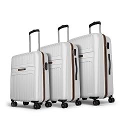Aristocrat Atlas Set of 3 (Cabin+Medium+Large) Hard Case Trolley Bags, White