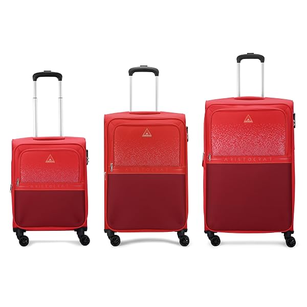 Aristocrat Drift Set of 3 Soft Case (S+M+L) Trolley Bags, Red