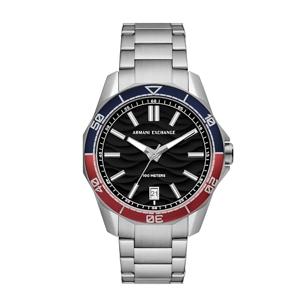 Armani Exchange Stainless Steel Analog Black Dial Men Watch-Ax1955, Silver Band