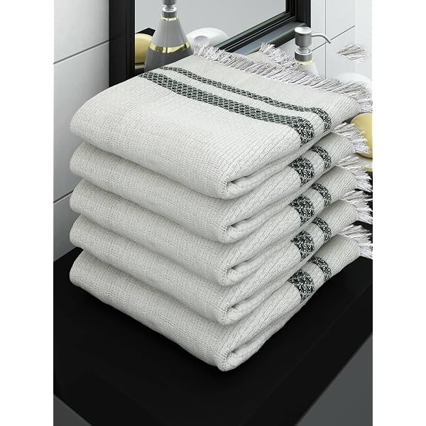 Athom Living Ecosaviour Premium Cotton Bath Towel Pearl White (Pack of 5)