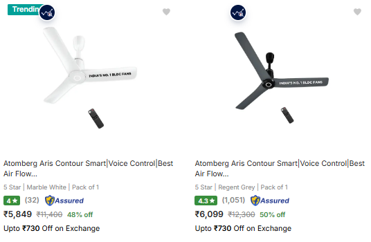 Atomberg Fans at minimum 46% Discount