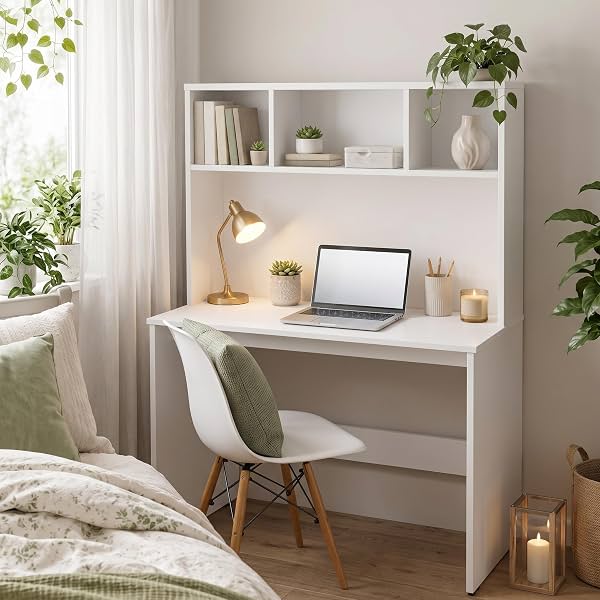 Aura Study Table with 3-Cubby Bookshelf
