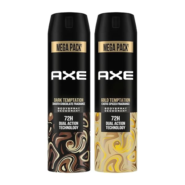 Axe Dark Temptation Men's Deodorant + Axe Gold Temptation Long Lasting Deodorant Bodyspray men