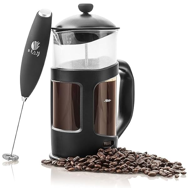 BEAN ENVY French Press Coffee Maker and Milk Frother Set