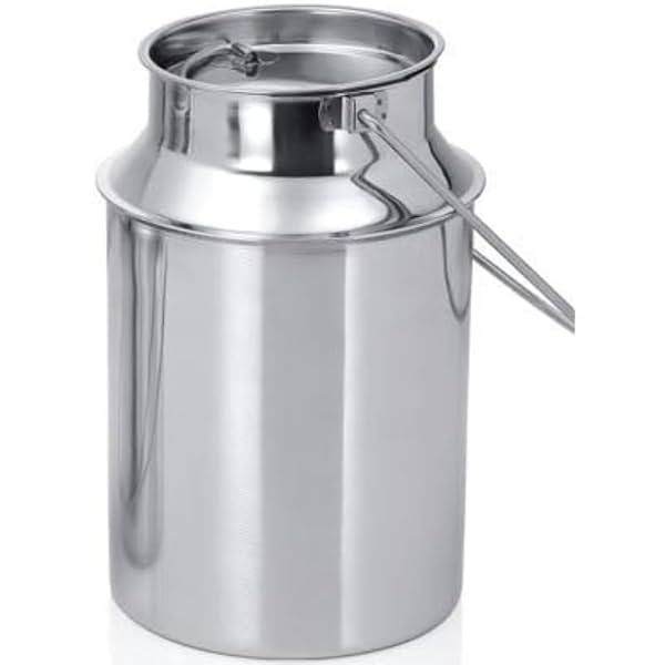 BHATI Stainless Steel Milk Storage Can with Lid - (Silver) (5 Ltr)