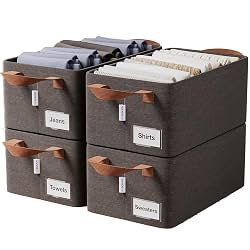 BOXJOY 4 Pcs Wardrobe Cloth Organizer for Storage Box with Label Card & Holder
