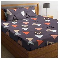 BSB Home 100% Cotton Geometric Print Mix N Match 180 TC Double Bed Sheet with 2