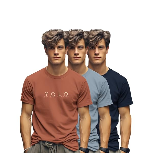 BULLMER Trendy Printed Cotton Blend Round Neck Half Sleeve Tshirt