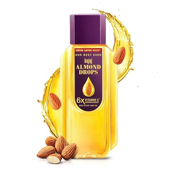 Bajaj Almond Drops Hair Oil, 625ml, Light & Non-Sticky with 6X Vitamin E for 2X