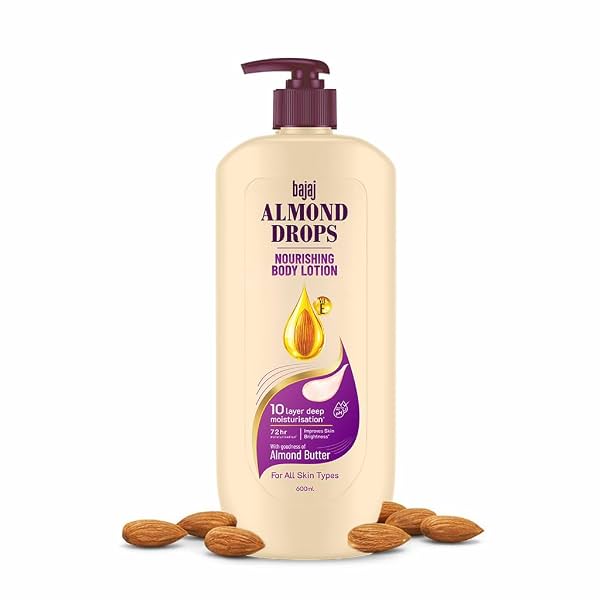 Bajaj Almond Drops Nourishing Body Lotion With Almond Butter | 72 Hr Moisture Retention | Enhances Skin Glow | Improves