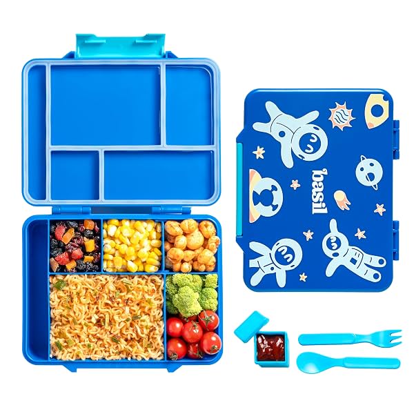 Basil Bento Binge 5 Compartment Lunch Box,