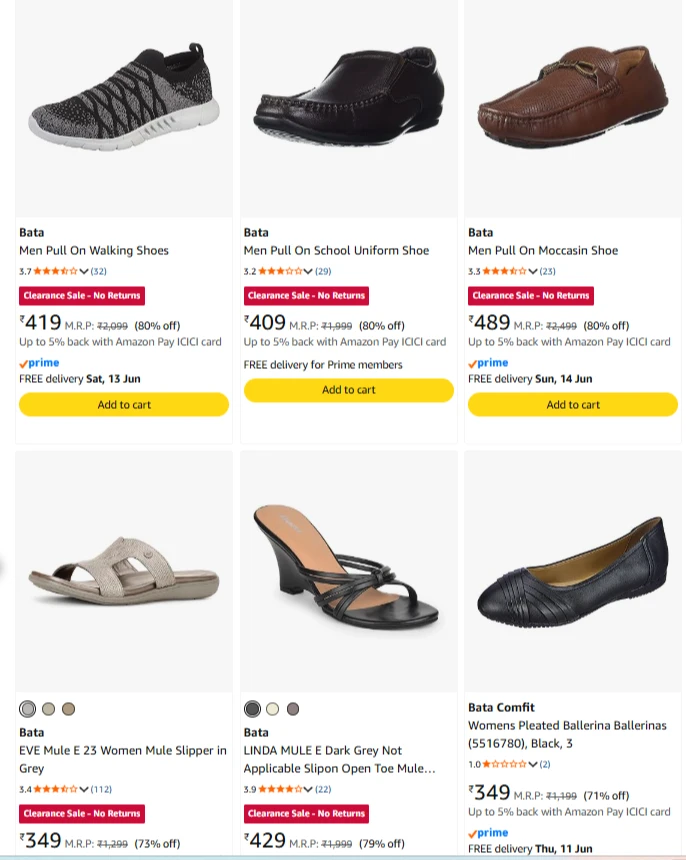 Bata Footwears at minimum 80% Discount