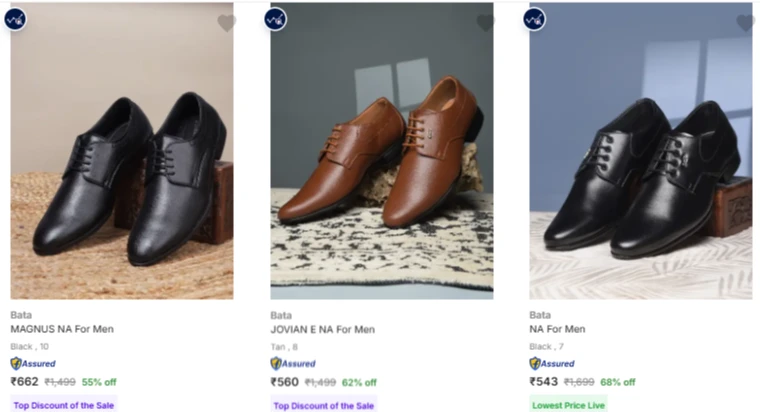 Bata Mens Formal Shoes upto 68% Discount