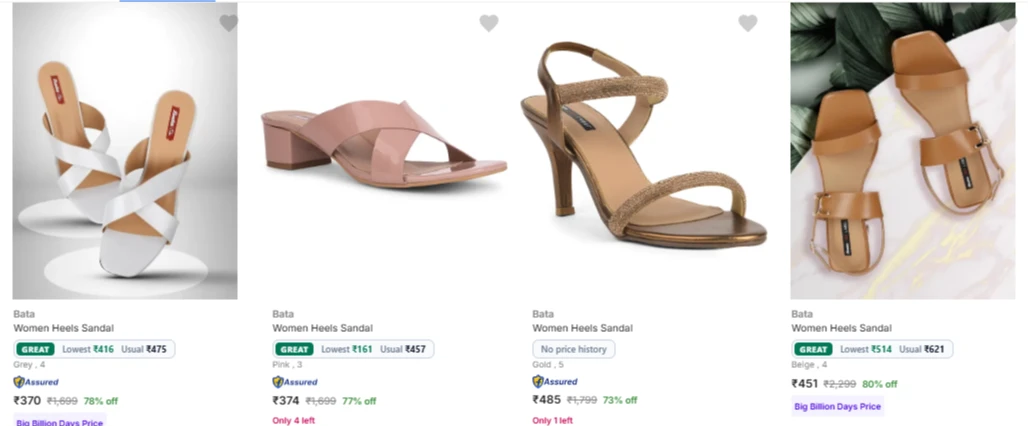 Bata Women's Heels at minimum 80% Discount